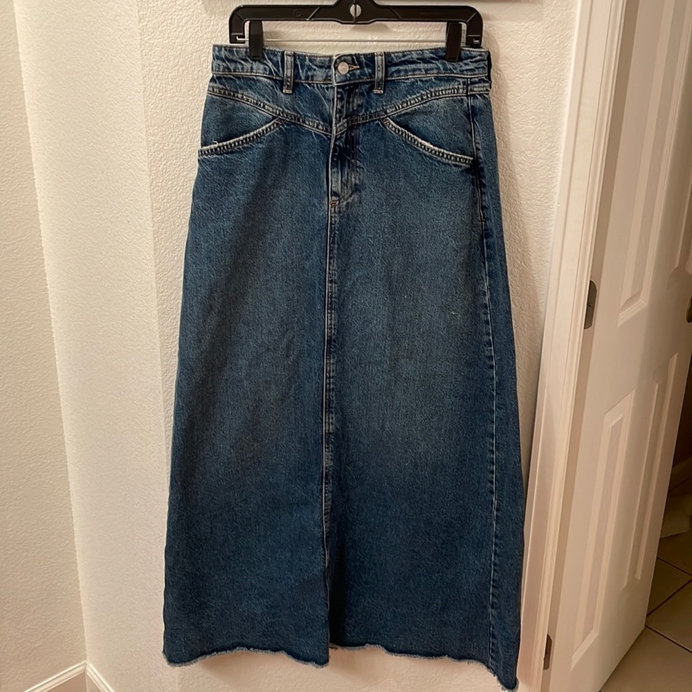 NWOT We the Free Long Denim Skirt